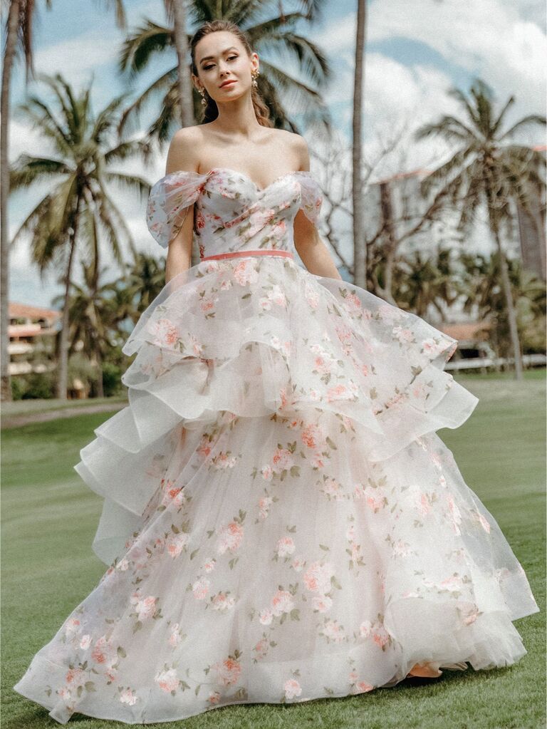 Wtoo by Watters floral blush pink wedding gown