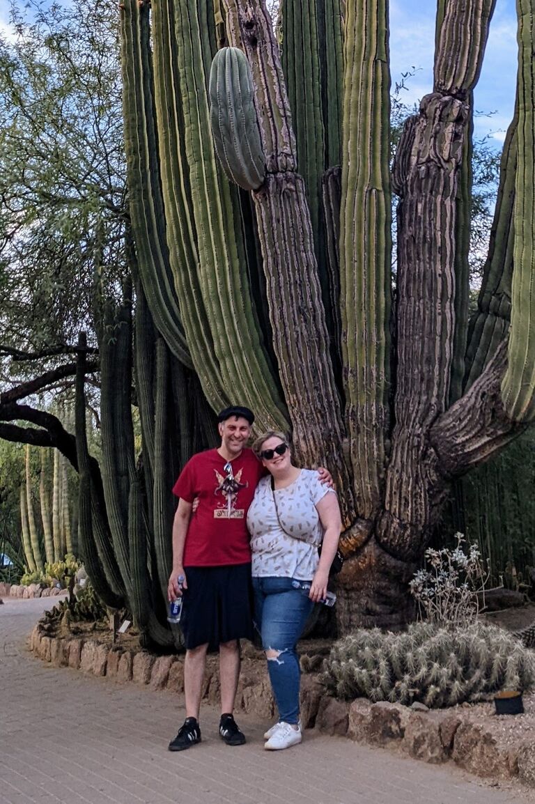 Checking out the cacti at the Phoenix Botanical Gardens with friends Kara and Elle