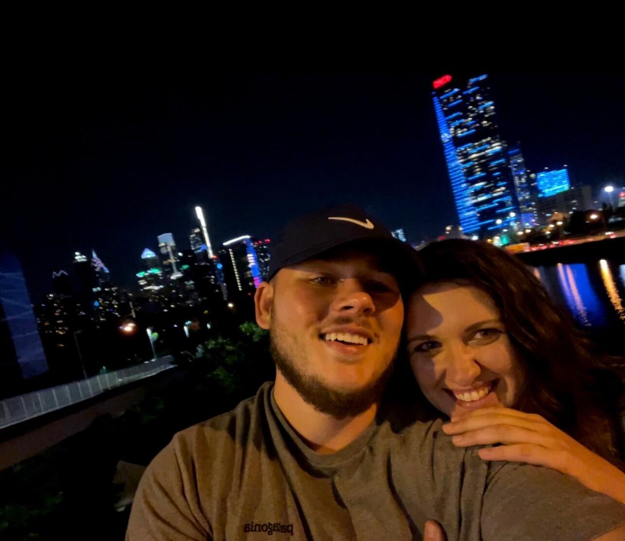 A pic from our first date when Paige drug Dave along on a VERY long walk through the city (when she may or may not have twisted her ankle) so she could show him the view from South Street Bridge.