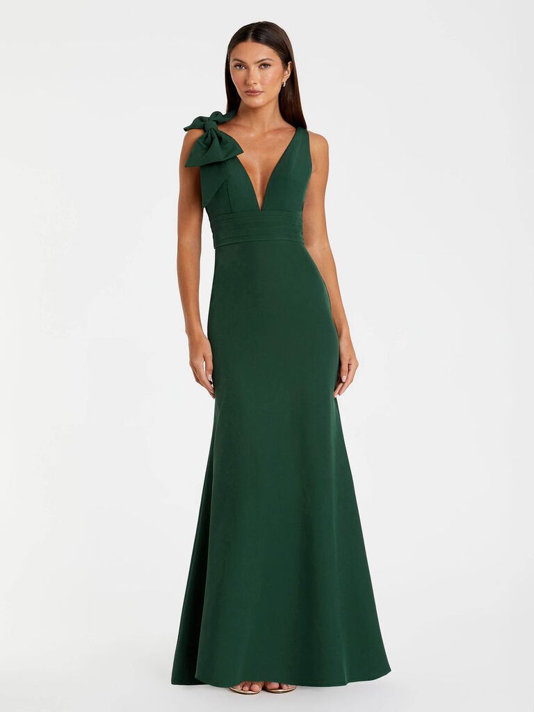 Mac Duggal green bow detail mermaid gown