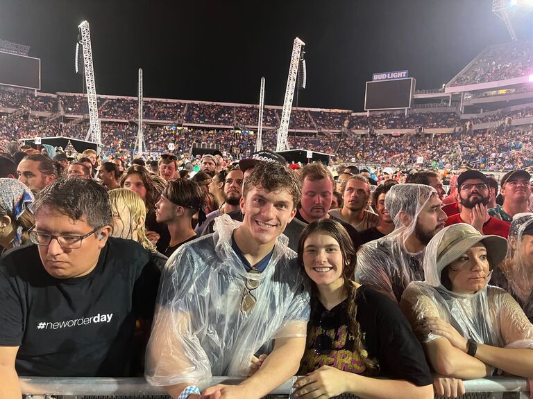 The first of many concerts together! Jacqueline was determined to be barricade for The Red Hot Chili Peppers & so they stood through a storm together for 3 hours waiting for the show to start.