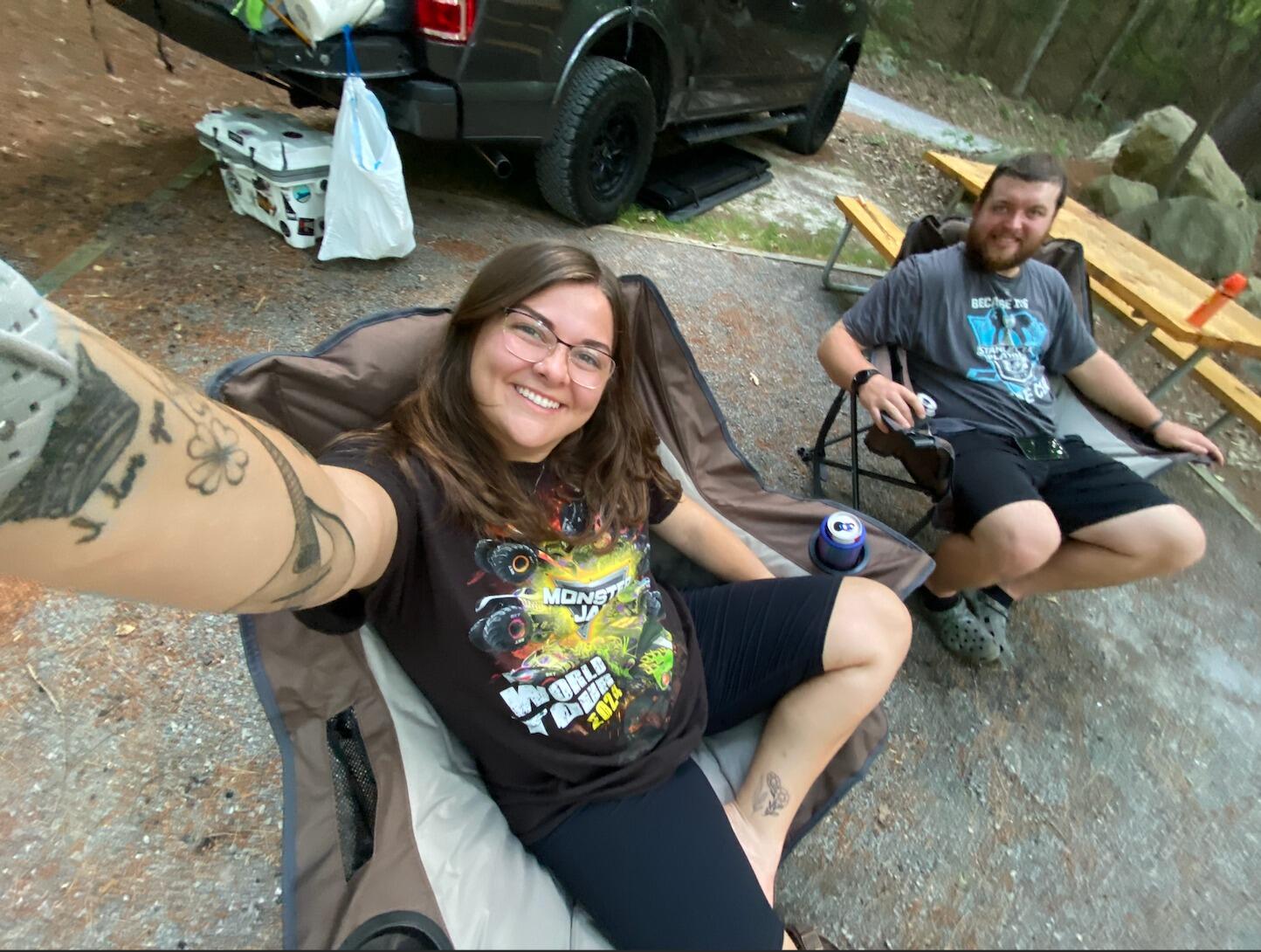 Our first night camping in our truck bed tent!