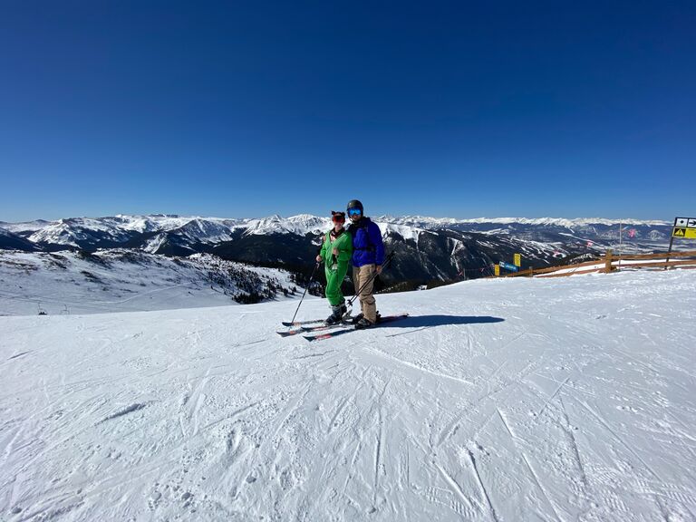 Hitting up Abasin! Clearly we were great ski buddies! We even wiped out on the same run. 