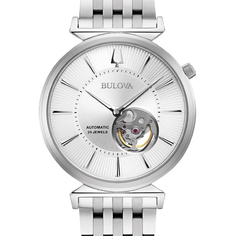 Stainless steel watch with silver and white dial 25th anniversary gift