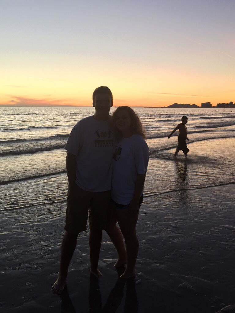 While you can barely see us, this was our first trip together! Kelsey and Nick traveled to Mexico on a trip with our Spanish class. We helped build homes, and Kelsey found out Nick would protect her from attacking cockroaches.