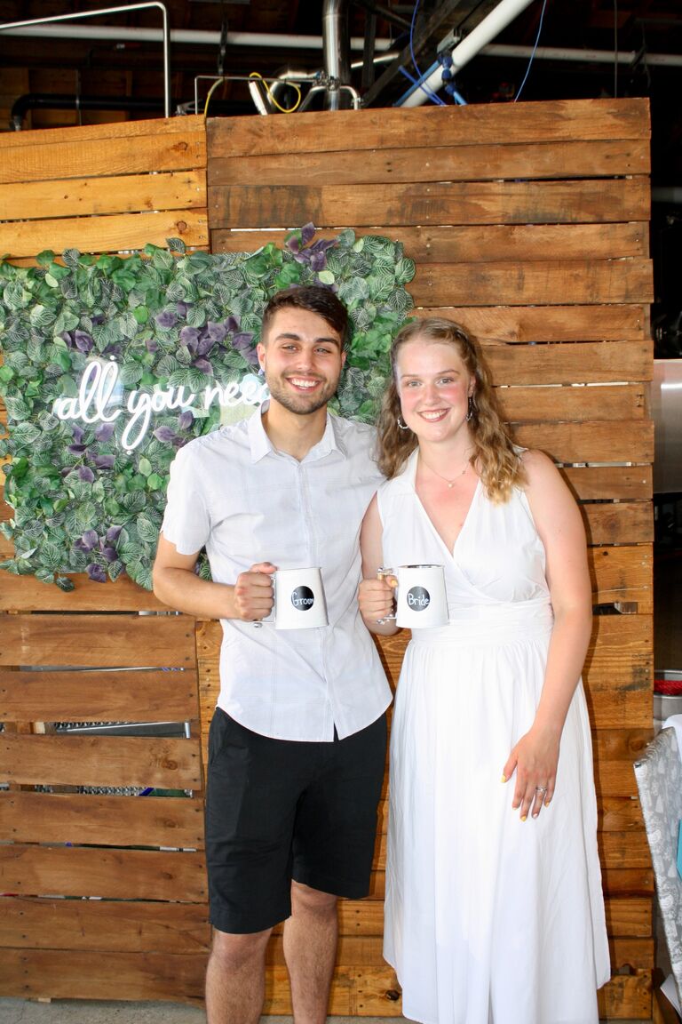 Of course it was the hottest day of the year, at a brewery without air conditioning, when we celebrated our engagement... at least we won't forget it!