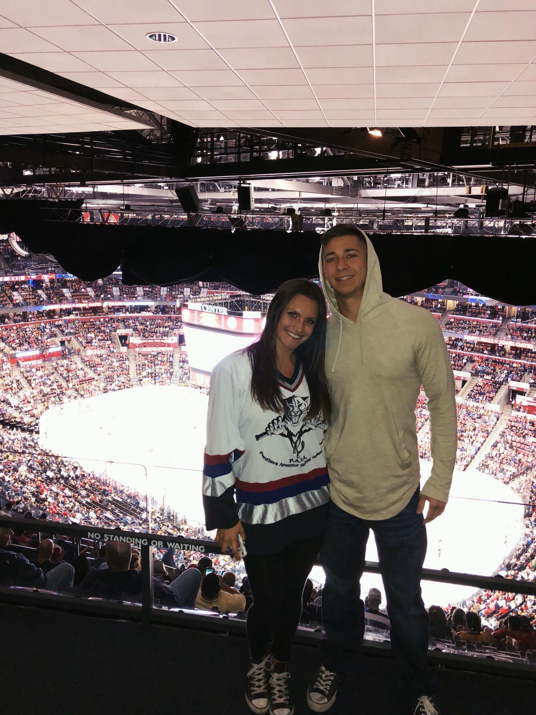 After Spring Break in the Bahamas, Ryan brought Madison back to his home town in South Florida where they attended their first hockey game together. Go Panthers!