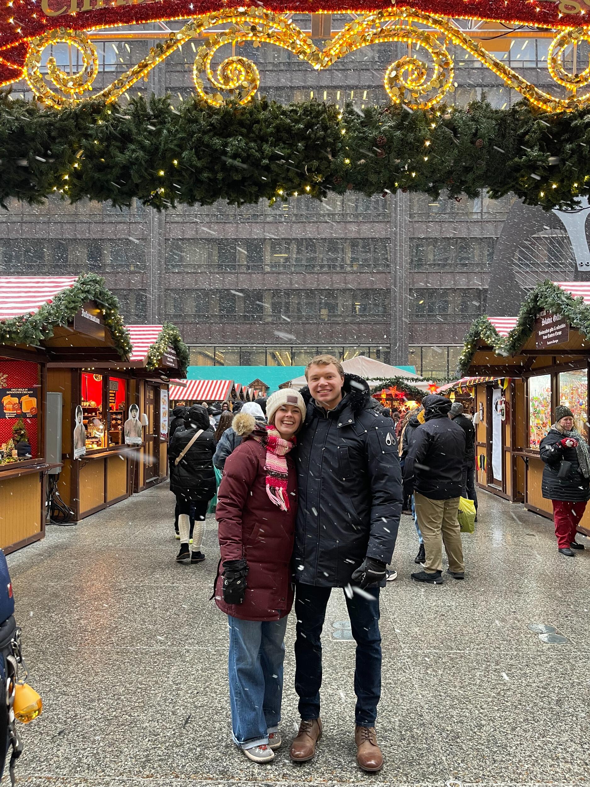 Riley and Hannah celebrated Christmas together in Chicago. They visited the Chris Kringle Market in the city. 