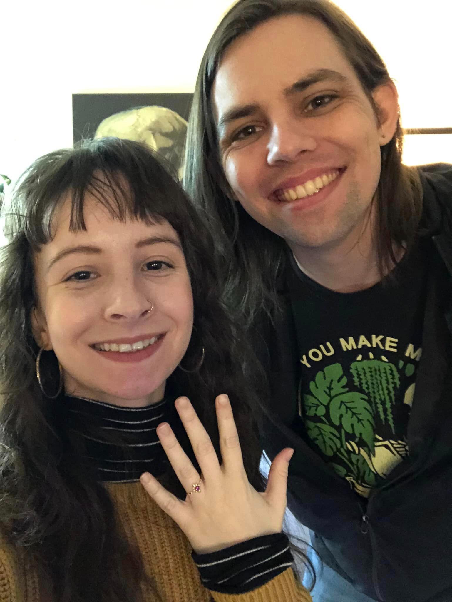 Michael proposed to Celeste on the front steps of their new house! 