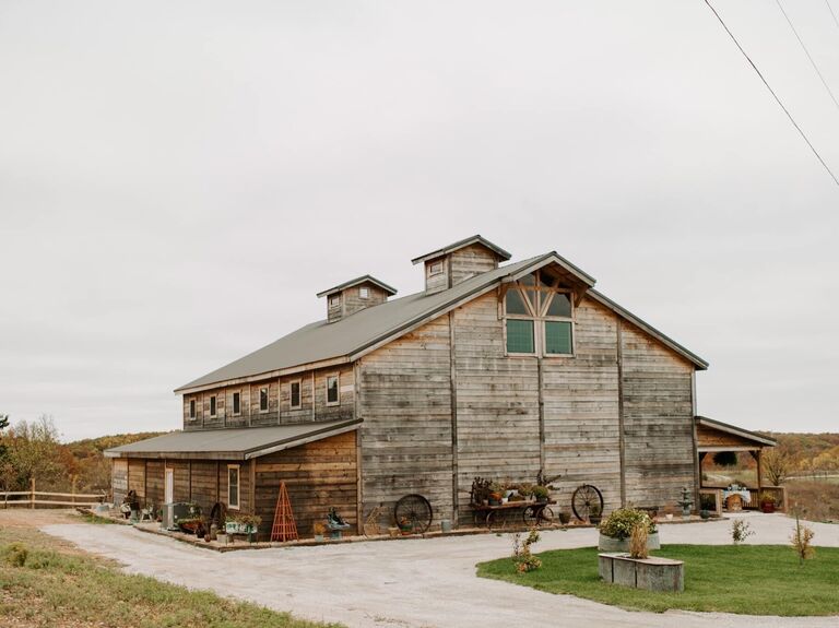 Outside view of wooden barn venue in the countryside