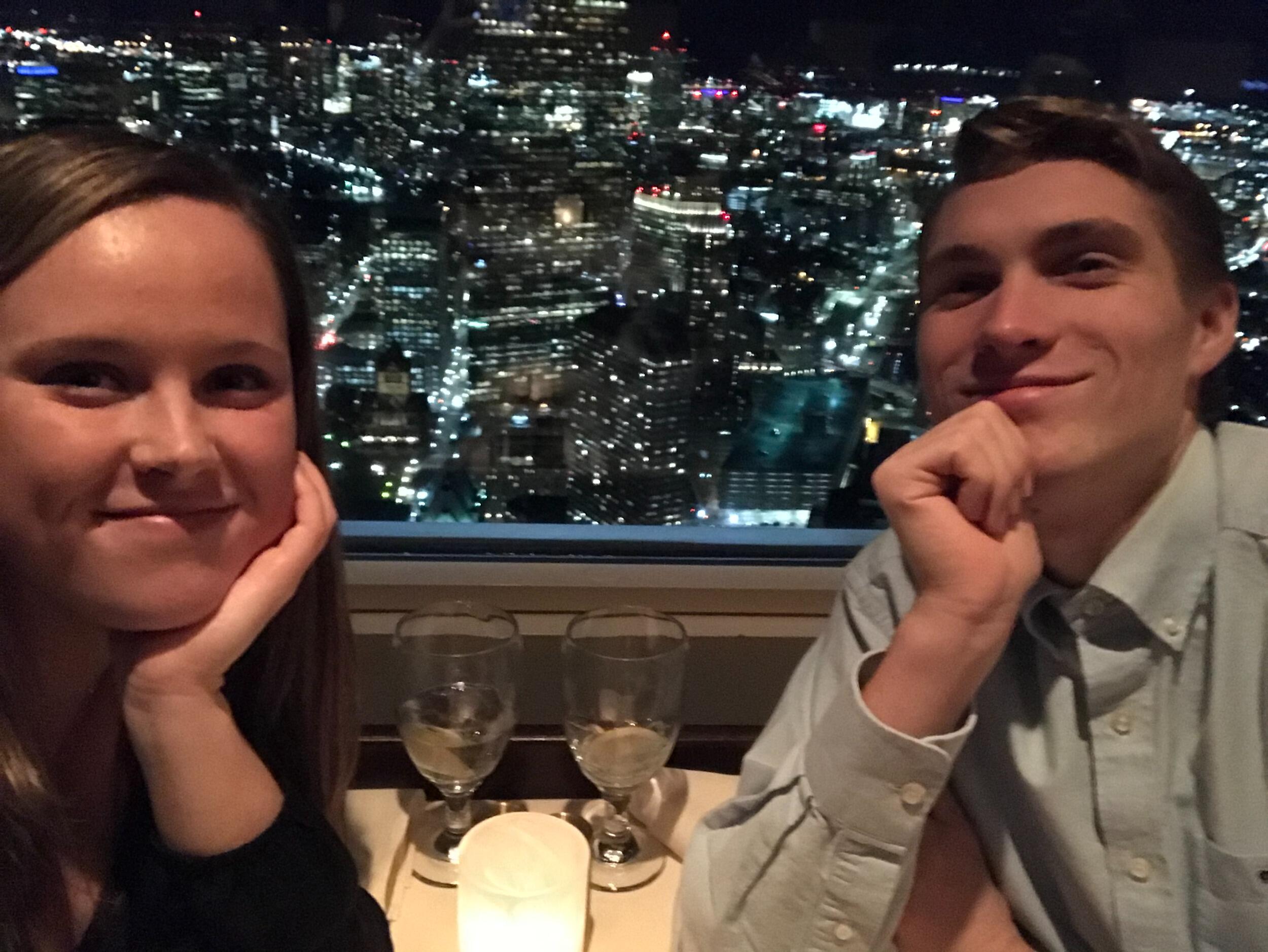 Christian surprised Ally with a dinner at Top of the Hub for their first anniversary!