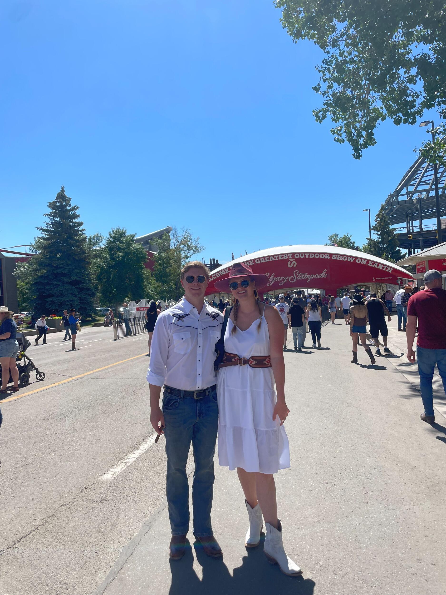 Rocking their Western gear (though this photo was taken at their first rodeo in Calgary, Alberta)