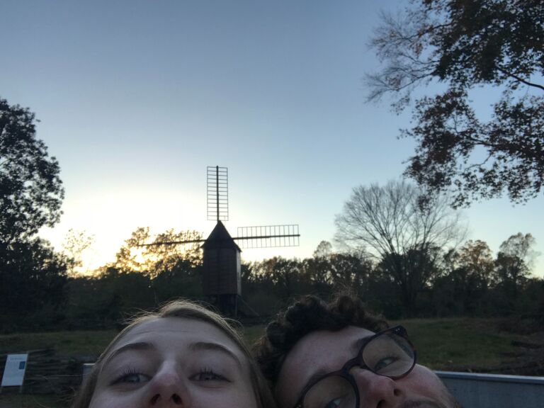 Walking around Colonial Williamsburg together in our freshman year of William & Mary. We had just started dating!