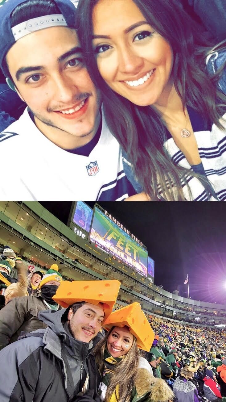 That one time I bought Kris Cowboys playoff tickets for a Wild Card game and it ended up being against my Green Bay Packers. Fast forward to 2022, and Kris got to experience his first Green Bay Packers game at Lambeau Field in the Frozen Tundra! 

We are both crazy football fanatics especially when it comes to Fantasy Football!