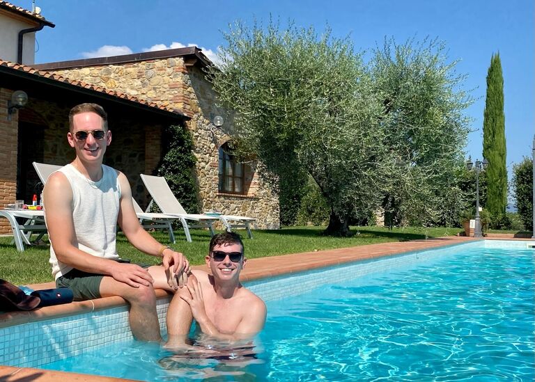 Austin proposed to Logan after horseback riding through a vineyard in the Tuscan countryside on our last day in Italy. 