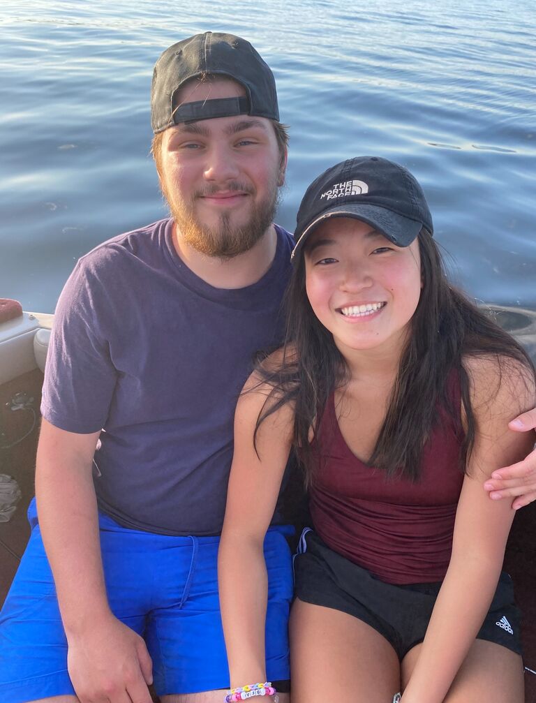 First time at Olivia's cabin (they love to spend time at both of their cabins)!