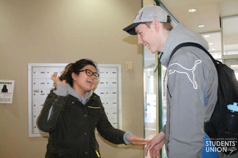 Teamed up for Laurier's Amazing Race! So excited after solving a clue!