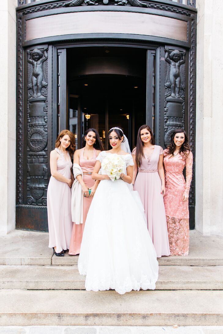 antique pink bridesmaid dresses