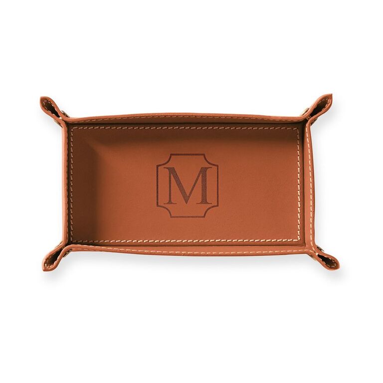 Monogrammed leather valet