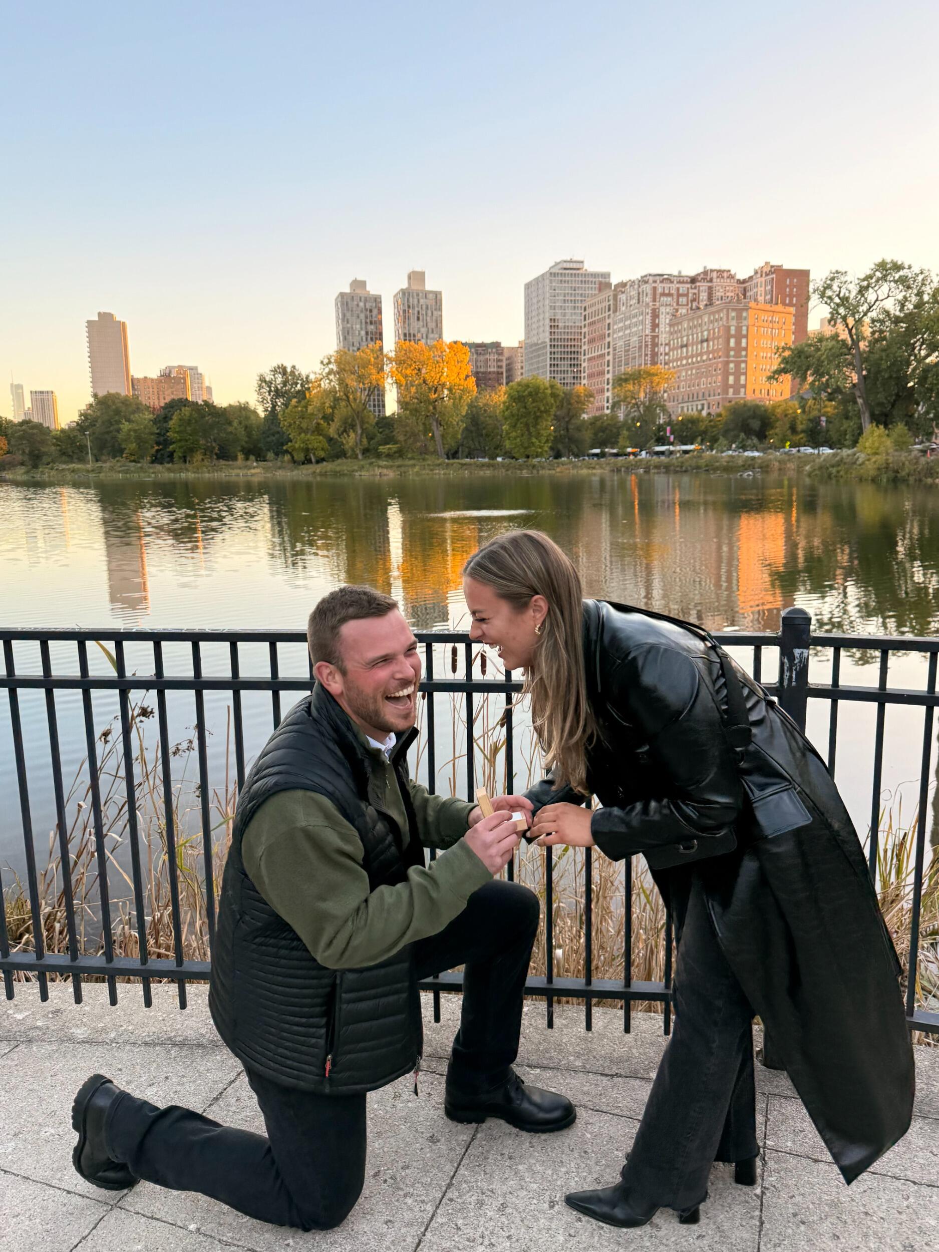 Four years to the day, Joe got down on one knee and proposed to Molly, and she said yes! While Molly wasn't surprised by the proposal, Joe planned the most special evening to celebrate their love and commitment. He threw a surprise engagement party for our friends and family, with people flying in from all over the country to celebrate!