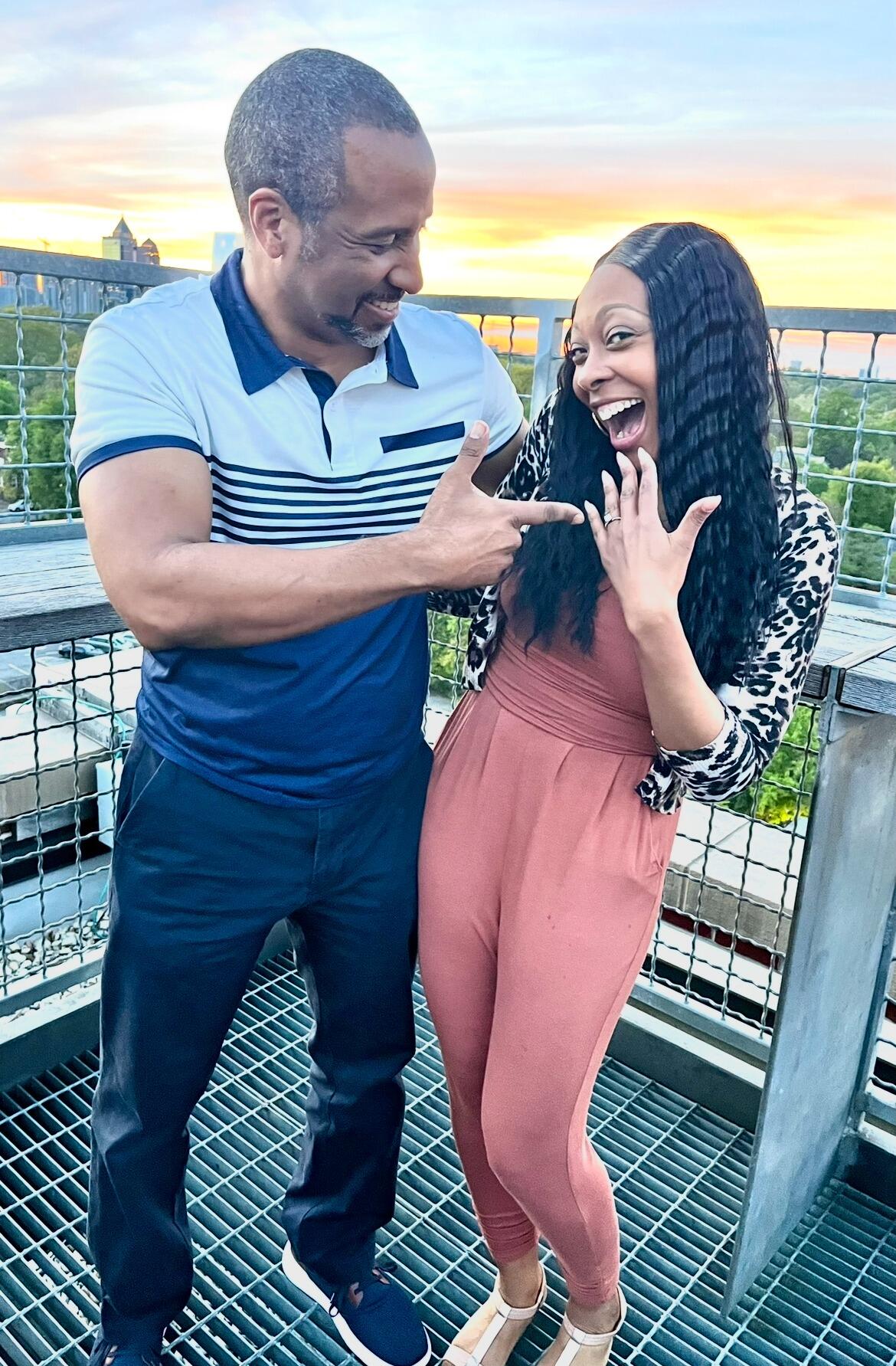 Engagement Day at Ponce City Market, Atlanta Skyline! Surprised! 