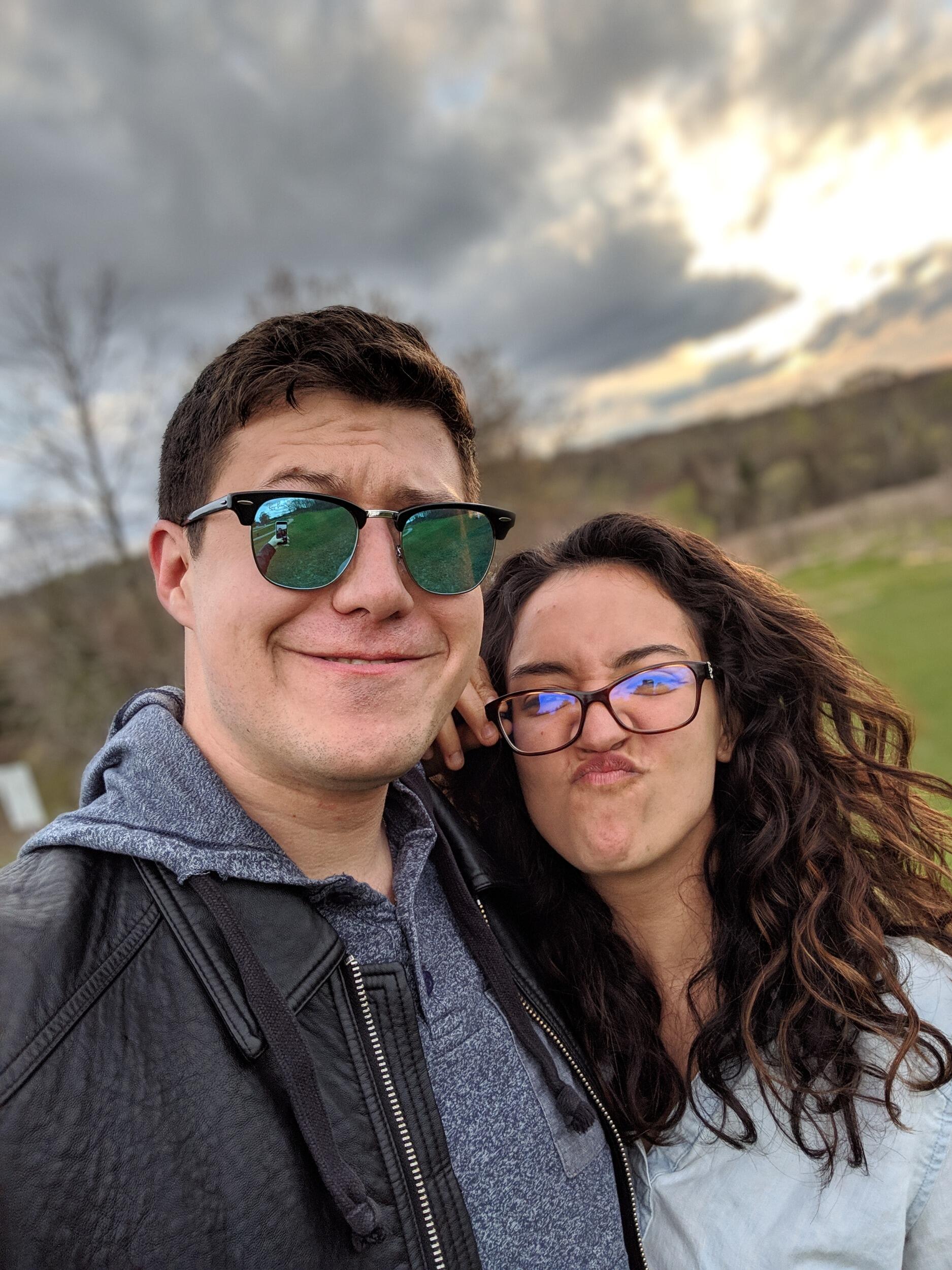 Getting goofy while visiting Eddie in Farmington Hills
