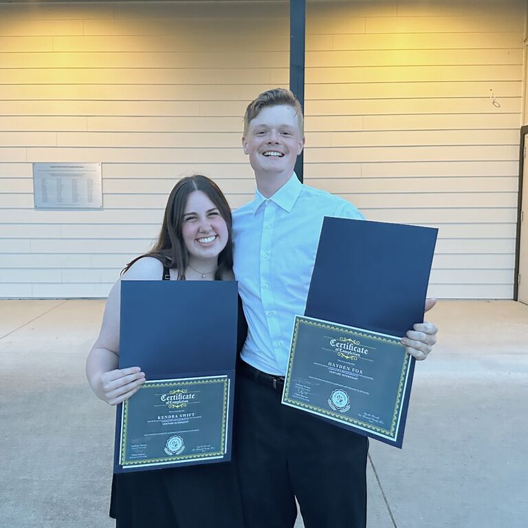 Hayden and Kendra graduated from the internship! 