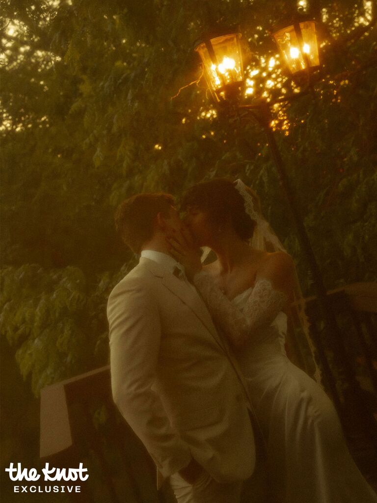 Sunset portrait of Tommy Winkler and his wife Jessica on their wedding day 