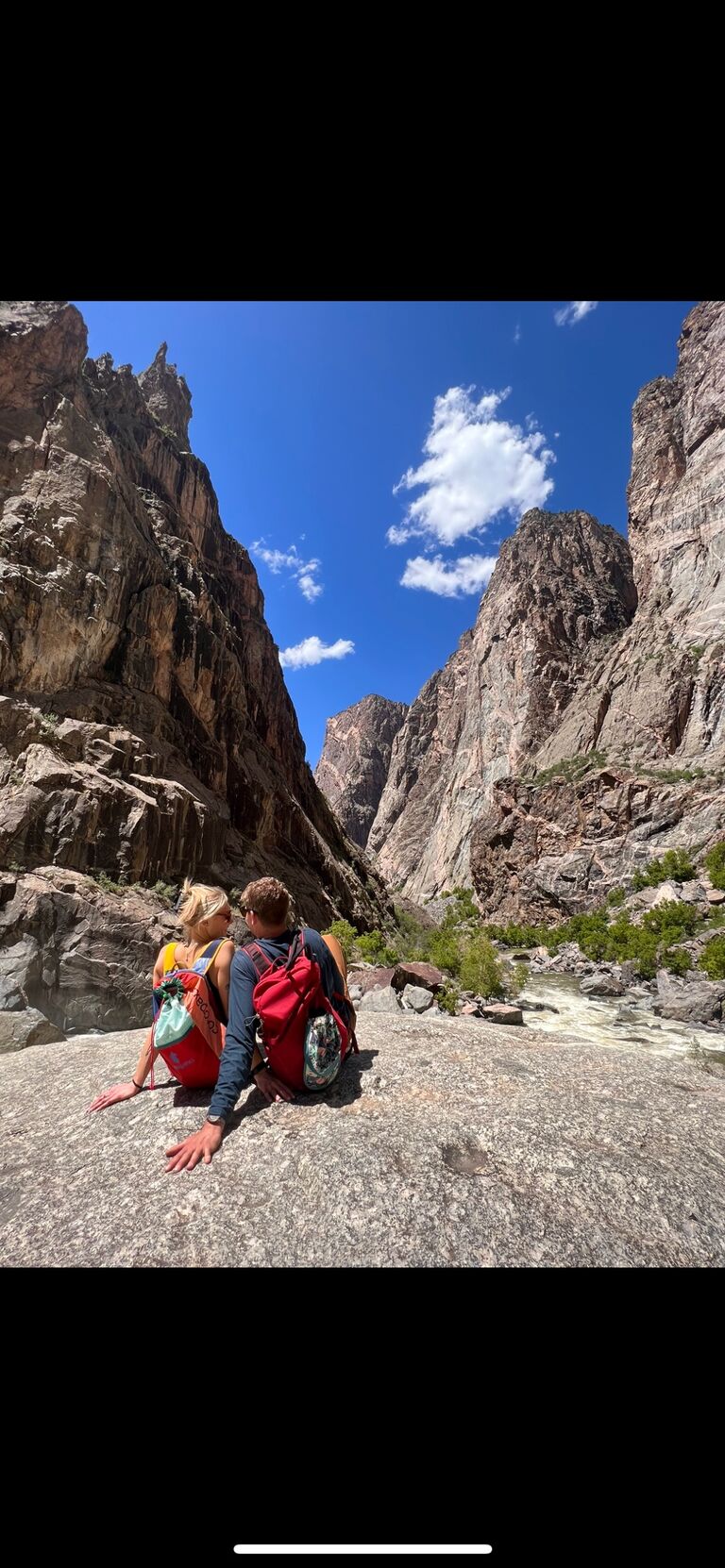 Scrambling down into the Black Canyon together. This day was clearly epic.