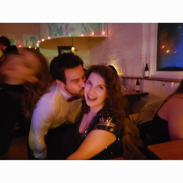 In the process of writing and producing work together, Maren and Matt fell in love. Their first date was on November 24th, 2019.

Pictured here is their first New Years Eve together! 