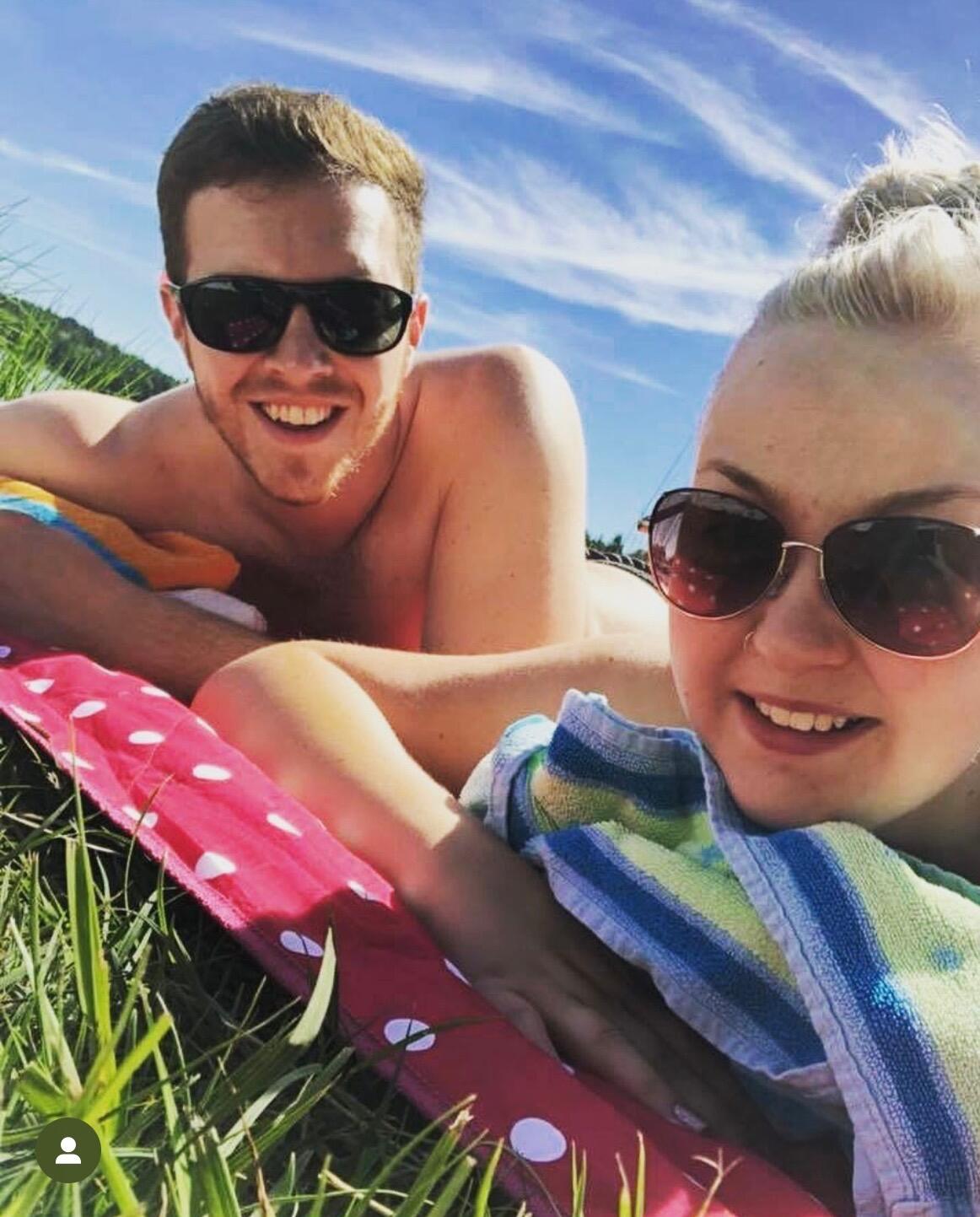 First trip to Sweden together- Em burnt her bum on the beach