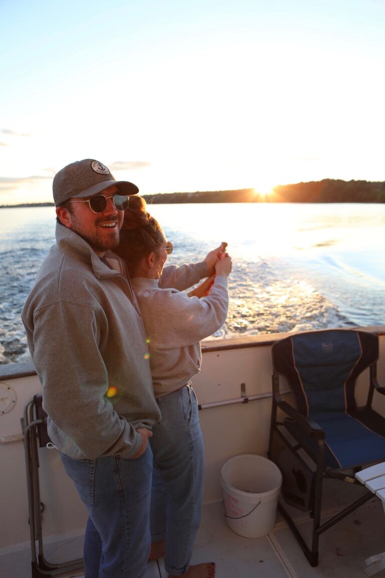 We had just bought our first home and headed out east and celebrated on the river! 