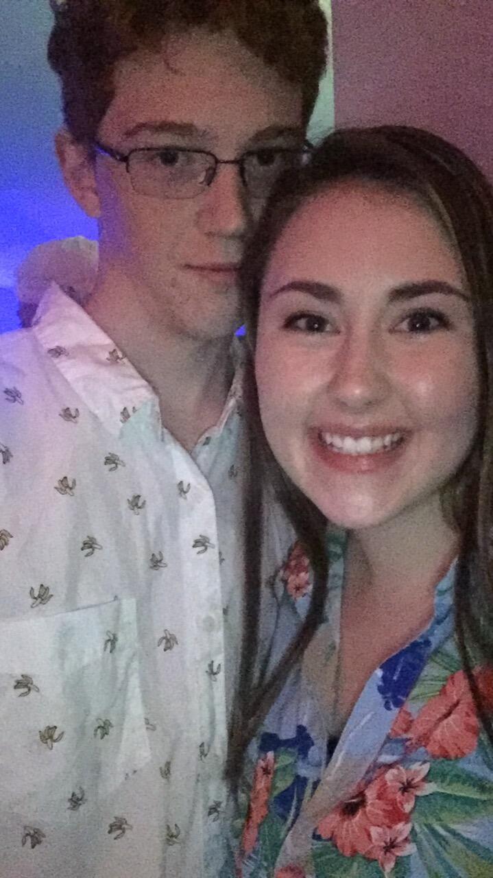 First college party I drug him to! Hawaiian theme!