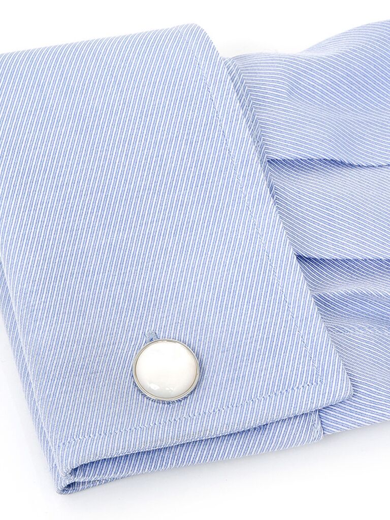 Pearlescent cuff link gift idea for 60th anniversary. 