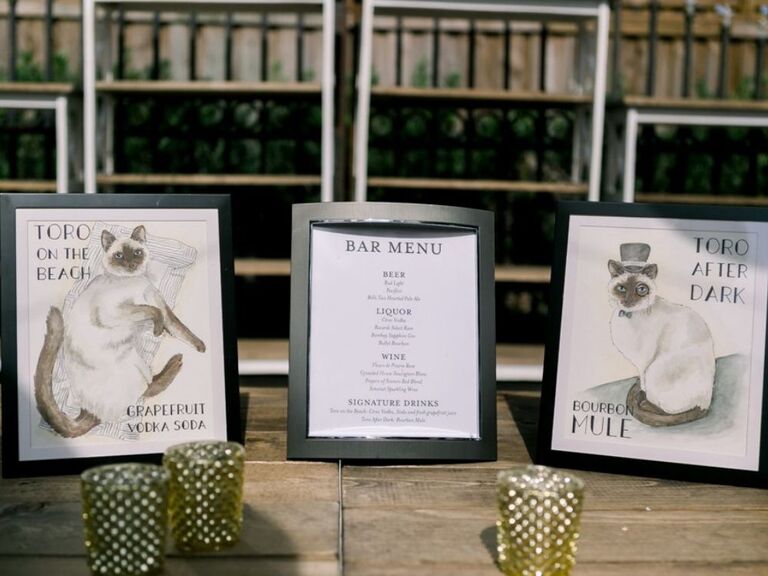 cat-themed wedding signage