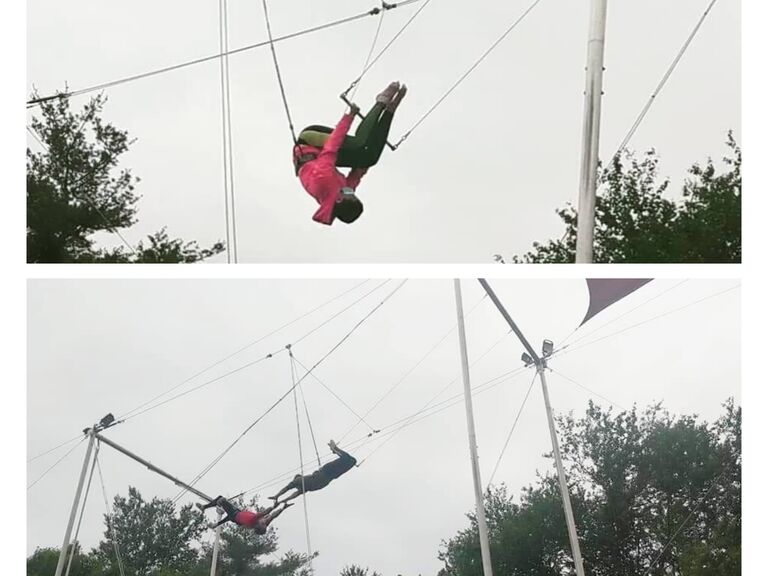 Circus is Emily's thing, but when Chris wanted to try flying trapeze, it made for a great date night