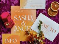 orange wedding invitation stationery suite