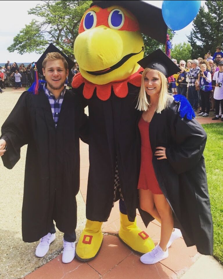 We walked the hill together and graduated from the best school in the country. Both with our BS in Exercise Science. "You had me at Rock Chalk."