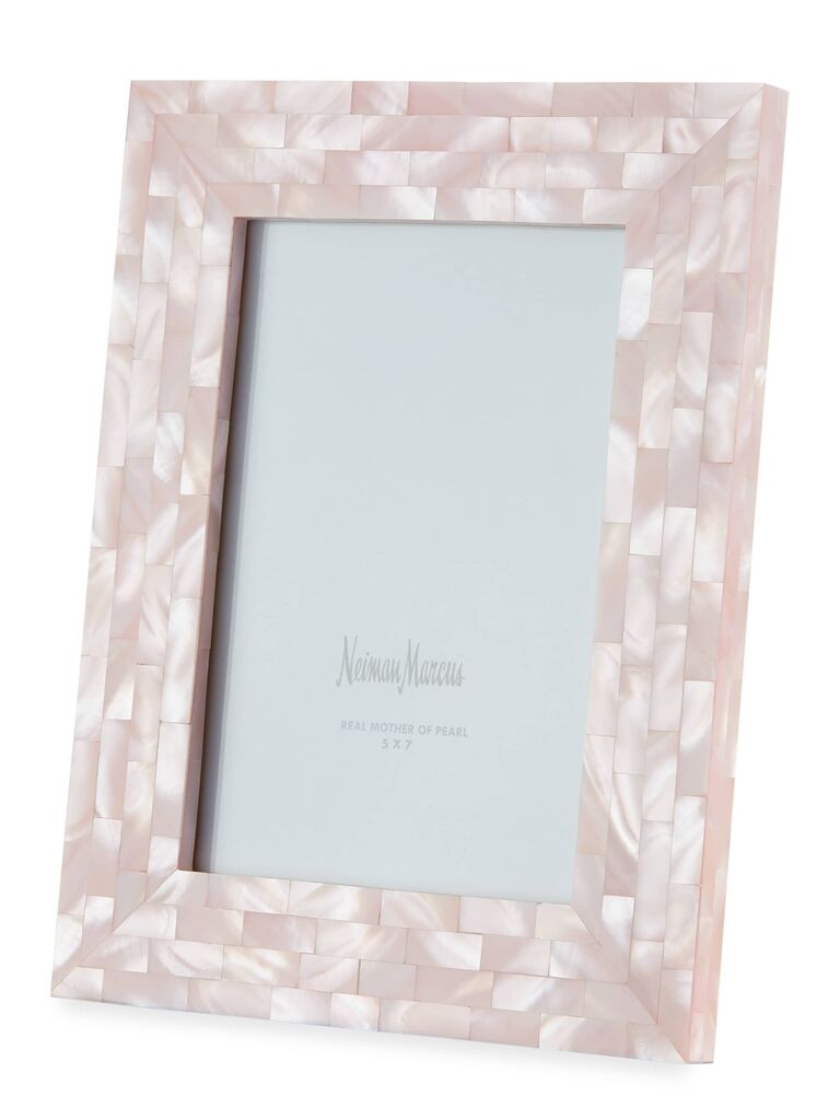 Pink pearl shell picture frame gift for 30th anniversary. 