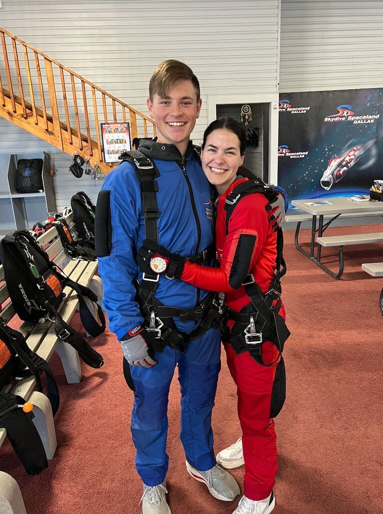 Yes, somehow he convinced me to sky dive... we did a lot of praying.