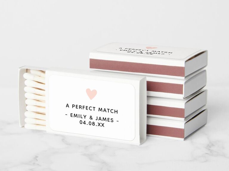 A Perfect Match box of matches personalized wedding favor