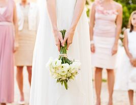 Bride throwing bouquet