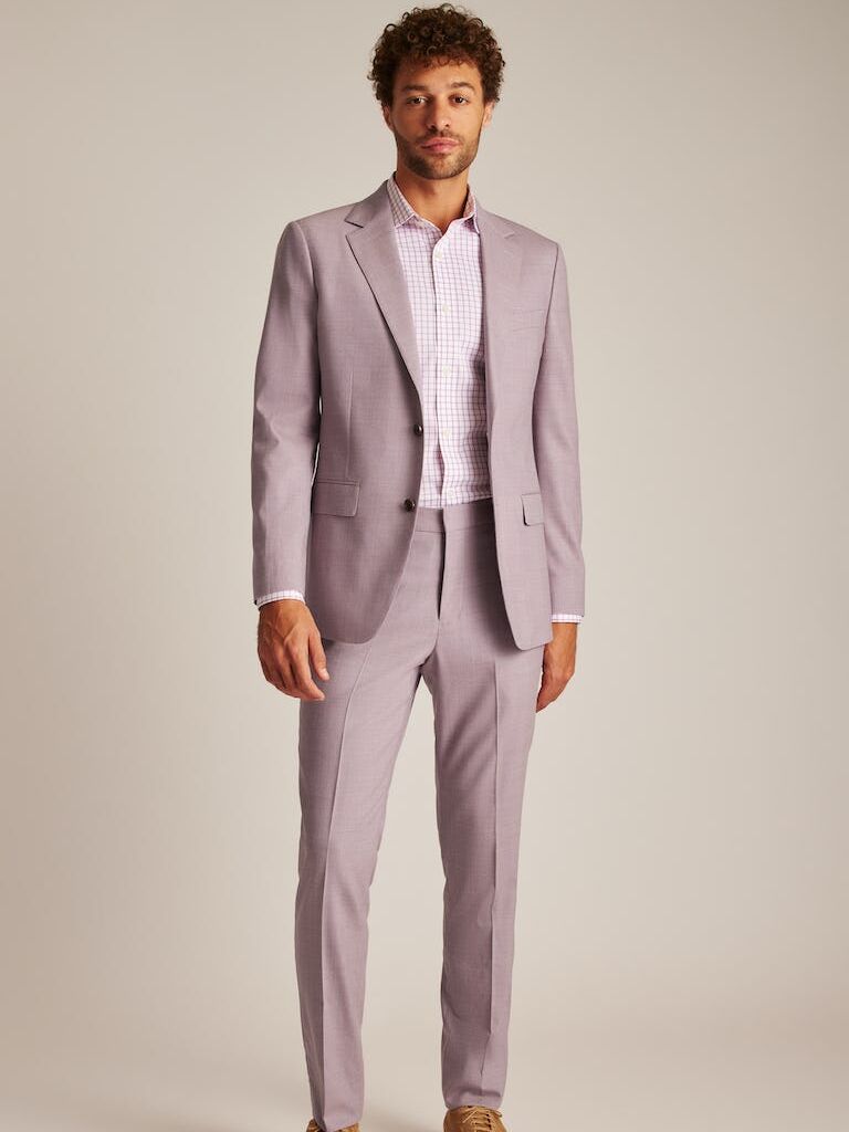 Rose-colored suit for the father of the bride by Bonobos. 
