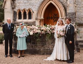 Prince Philip, Queen Elizabeth, Edoardo Mapelli Mozzi and Princess Beatrice at intimate wedding.