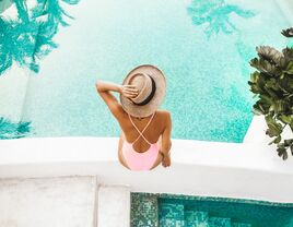 Woman tanning, sunburn