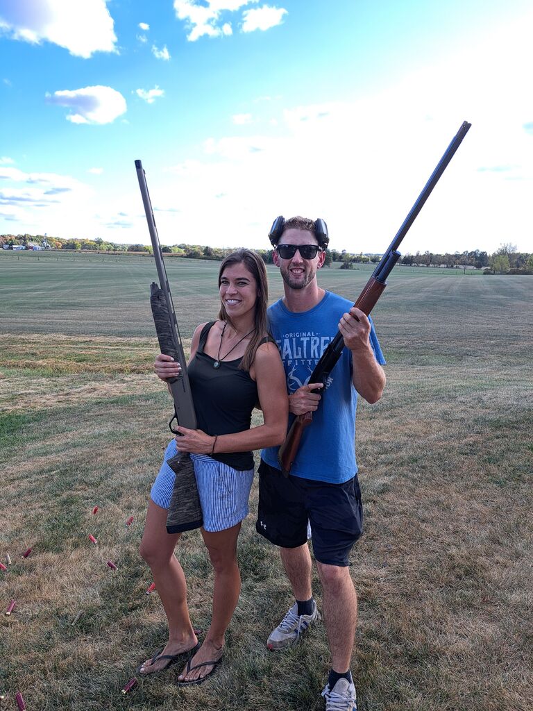 Andrew is such a good shot! Clay bird shooting