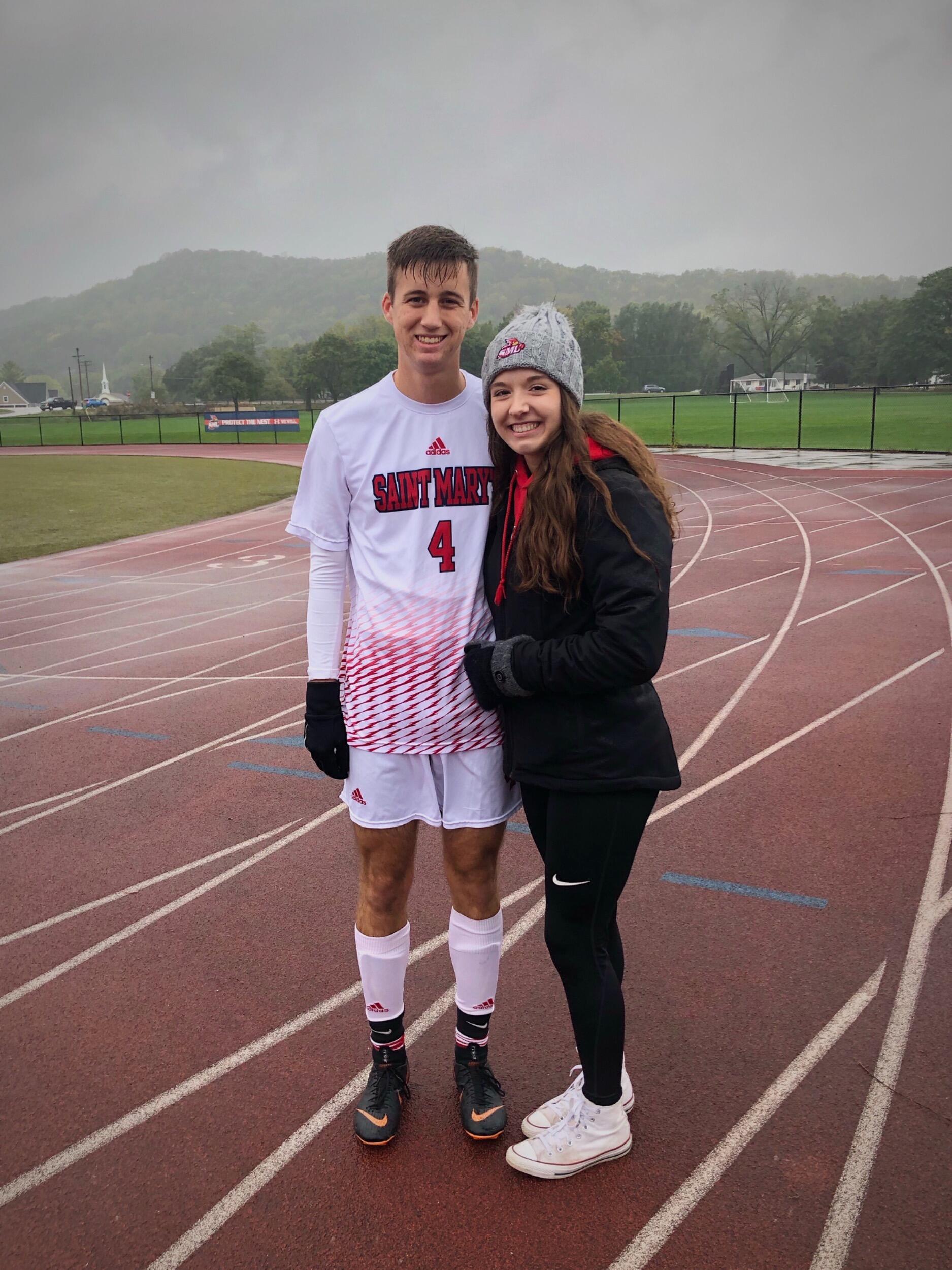 Our very first picture together.
2 months into our Freshman year at Saint Mary’s University of Minnesota. #rollcards