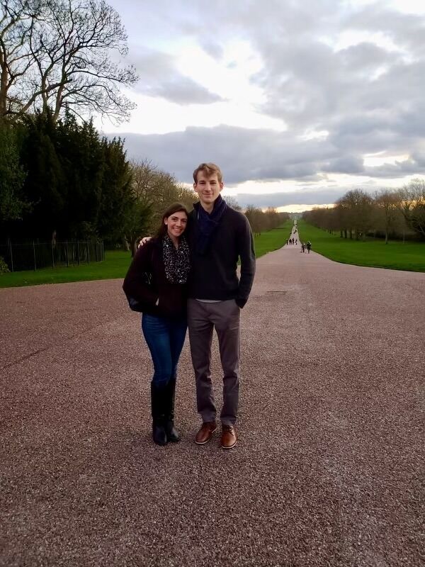 The couple's first trip together to England, outside of Windsor Castle on the Long Walk