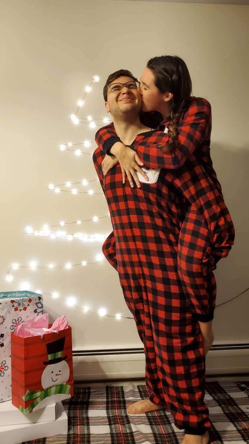 Our first Christmas with our matching jammies.