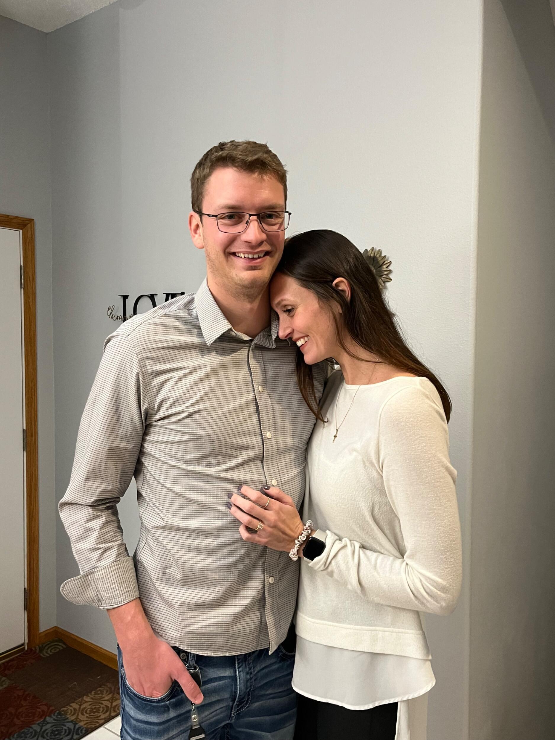 Said yes to forever while eating floor pizza at our home in Moorhead, Minnesota.  